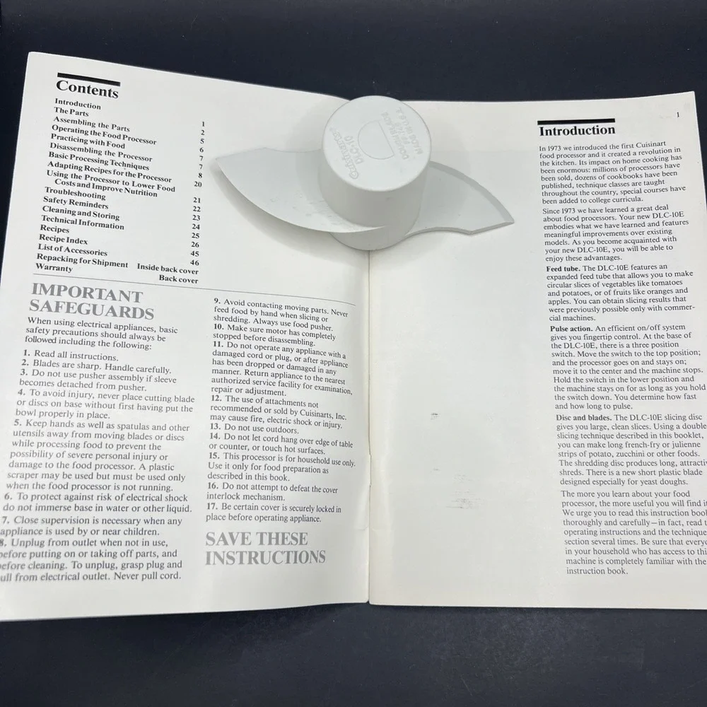 Cuisinart Food Processor DLC-10 - Dough Blade Original Part FP-749 W/ Booklet